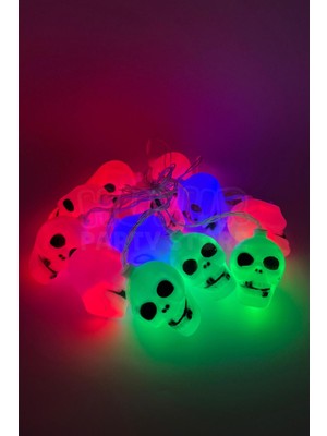 Empressco Renkli Kurukafa LED Işık, 12 Parça, 240 Cm, Pilli, Cadılar Bayramı Dekor, Eğlenceli