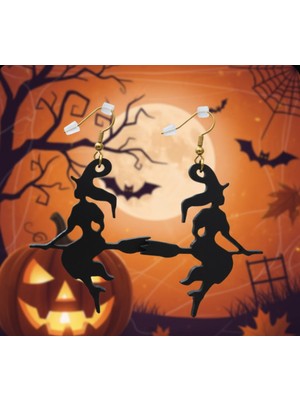 Kanem3D 2 Çift Uçan Süpürgeli Cadı Küpe