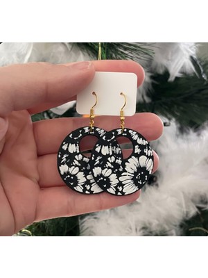 Kanem3D Halka Çiçekli Küpeler