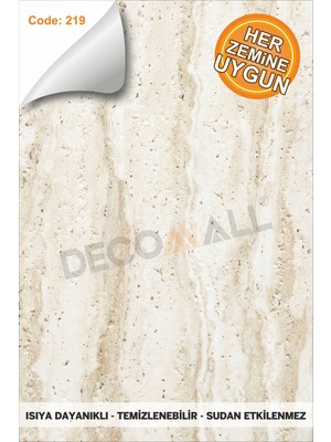 Decomall Suya Dayanıklı Mutfak Banyo Zemin Fayans Yapışkanlı Folyo Kaplama Laminasyonlu Code 219