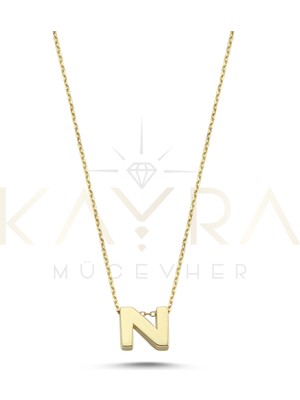 Kayra Mücevher Taşsız N Harfli Altın Kolye BM123