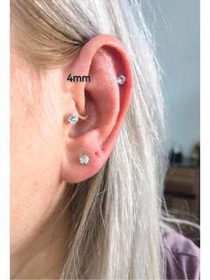 Bylin %100 316 L Cerrahi Çelik Gold Tek Taş Piercing-Taş Çapı 4mm- Bar Uzunluğu 6mm - 1 Adet