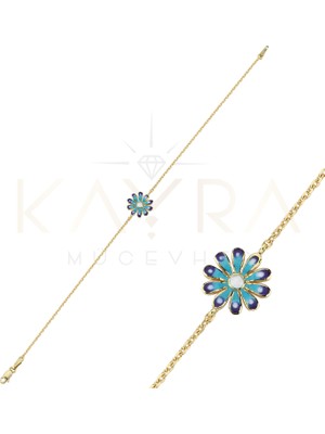 Kayra Mücevher Çiçek Mineli Altın Bileklik  AÇB21