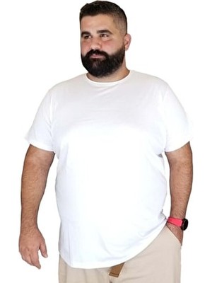 Xanimal Erkek Büyük Beden Pamuklu Beyaz T-Shirt Kısa Kol Günlük Stil Rahat Kullanım