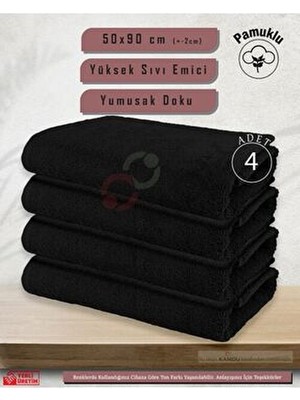 Sualuxe [4 Adet] Büyük Boy Pamuklu 50X90CM, Spor Havlusu, Kuaför Havlusu, Berber Havlusu, El Yüz Havlusu