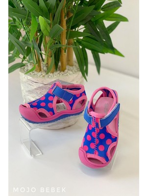 Sanbe Kız Çocuk Puantiyeli Tekstil Sandelet 501N7204 Mavi