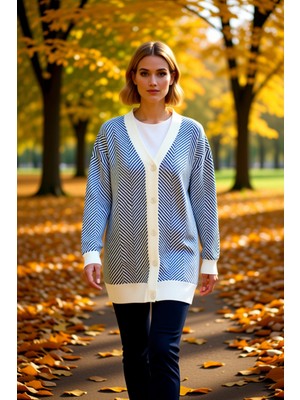 Benerly Kadın Jakarlı V Yaka Triko Hırka Fonksiyonel Dayanıklı Kaliteli Konforlu Estetik Premium Şık