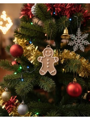 Empressco Kahverengi Zencefilli Kurabiye Adam Yılbaşı Süsü, 5 Adet, El Yapımı, Lezzetli ve Şık Tasarım