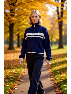 Benerly Kadın Crop Kesim Renk Bloklu Dik Yaka Triko Hırka Günlük Şıklık ve Sunar Fonksiyonel Rahat