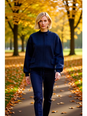 Benerly Kadın Düşük Kol Düz Kesim Dik Yaka Triko Hırka Ceket Görünümlü Şık Üst Giyim Parçası Günlük Kullanım