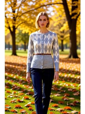 Benerly Kadın Baklava Desenli Önden Düğmeli Uzun Kollu Triko Hırka Klasik ve Modern Dokunuşlarla Şıklık