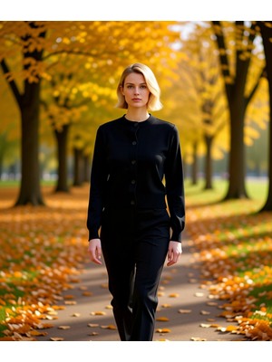 Benerly Kadın Bisiklet Yaka Düğmeli Triko Hırka Ceket Görünümüyle Şık ve Konforlu Günlük Kombinler Rahatlığı