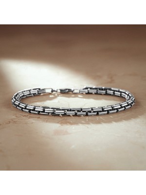 Takılingo 925 Ayar Gümüş Vintage Eskitme Tasarım Hediyelik Erkek Bileklik