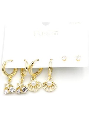 Royaleks Çoklu Inci Küpe - Altın