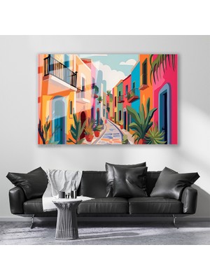 Artarilion Cam Yatay Duvar Tablosu Cam Bohem Renkli Sehir Ev Ofis Salon Modern Duvar Tablosu