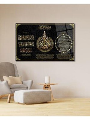 idealizbiz Ayetel Kürsi , Nazar ve Bereket Duası Cam Tablo Dini Islami Modern Ev Ofis Salon Hediyelik Tablo