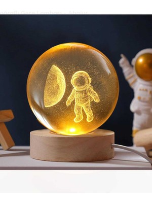 Empressco 3D Uzak Işıklı Astronot Kristal Cam Küre Gece Lambası, Şık ve Parlak Dekorasyon Ürünü