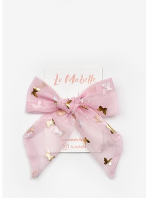 Le Mabelle Pudra  Kelebek Baskılı Kız Çocuk Tül Toka