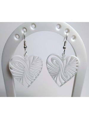 Kanem3D Kalp Çizgili Küpe