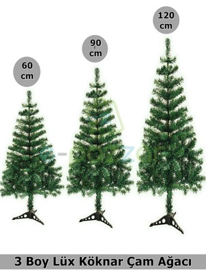 Empressco Yeşil 3'lü Çam Ağacı Süs Seti, Noel ve Yılbaşı Dekorasyonu, Demonte Pvc Ayaklı