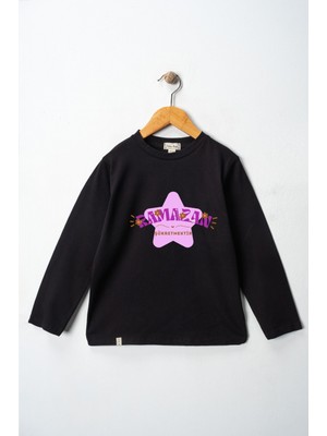 Dekim Moda Kız Çocuk Uzun Kollu Bisiklet Yaka "ramazan Şükretmektir" Baskılı Tişört Mevsimlik Pamuklu