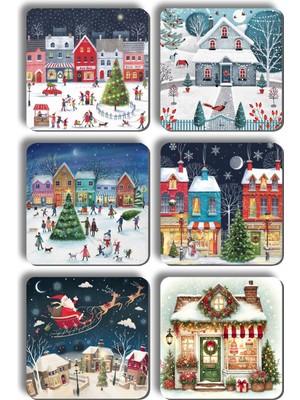 Shelife Noel Yılbaşı Ahşap Bardak Altlığı - 6 Adet