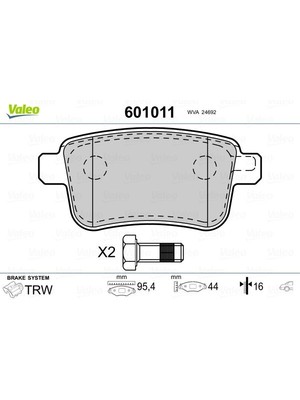 Valeo Fren Balatasi Arka Mercedes Citan W415 12 . Renault Kangoo Ii 09 Fte Almla