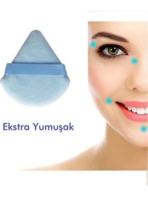 Malinka Mavi Üçgen Kadife Puf Yüz Kontür Makyaj Süngeri Yıkanabilir Özellikte Ekstra Yumuşak
