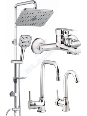 Blackfit Krom Tepe Duş Seti Delta Mutfak Lavabo Banyo Bataryası Duş Başlığı
