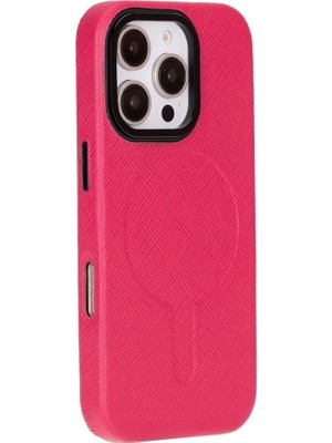 Mulvxurg  URG02 Apple Iphone 16 Pro Max Uyumlu, Hakiki Deri, El Yapımı Kılıf, Pembe (Mulvix)