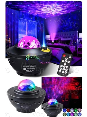 Empressco Renkli Gökyüzü Projektör, Müzikli Su Dalgası Led, Bluetooth Yıldız Gece Lambası