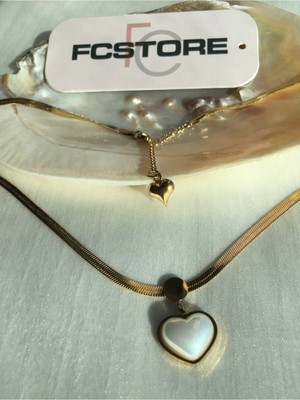 Empressco Sedefli Kalp Kalpli Çelik Kolye, Şık ve Vintage Tasarım, Kadınlar Için Özel Takı