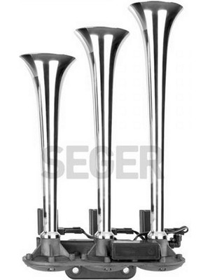 Seger Sptrns Üç Borulu 8 Ses Kombinasyonlu 12V Nostalji Korna-Krom Borulu