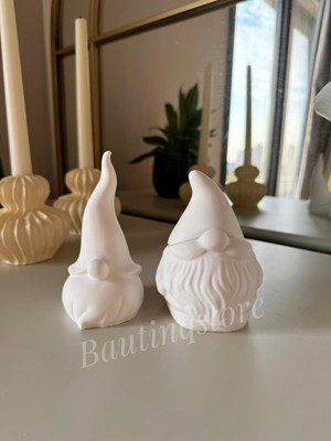 Empressco El Yapımı Beton Noel Baba ve Kutu, Şık Dekoratif, Beyaz Renk, Özel Tasarım