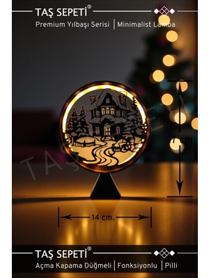 Empressco Gri Renkli Kış Evi Yılbaşı Süsü Lambası, Pilli ve Fonksiyonlu, Düğmeli, Şık Tasarım