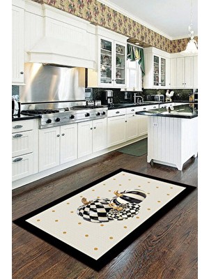 Dekomod Baskı Dört Mevsim Kaymaz Yıkanabilir Mutfak ve Oda Halısı Kabak