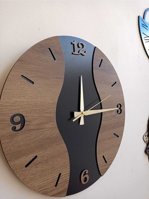 Empressco Şık Ahşap Desenli Sessiz Duvar Saati, Kahverengi, Modern Dekorasyon Hediye