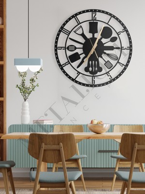 Empressco Şık Türkçe Rakamlı Metal Duvar Saati 45X45CM Siyah