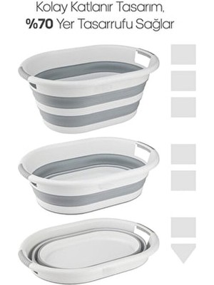 Mim Life 2'li Set Katlanabilir Çamaşır Sepeti Katlanabilir Akordiyon Su Kovası Yeni Nesil Temizlik Seti