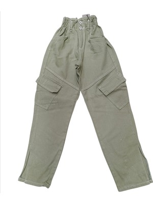 Couis Yüksek Bel Kargo Cepli Paça Yırtmaçlı Likrasız