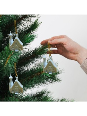 Empressco Renkli Noel Ev Şatosu ve Çam Ağacı Süsü Seti, 3'lü, Eğlenceli Süsler