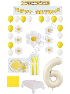 Empressco 6 Yaş Papatya Temalı Renkli Doğum Günü Parti Seti