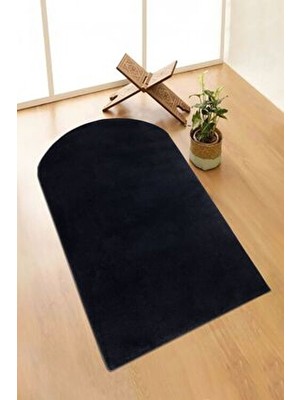 Valery Home Vl Yıkanabilir Peluş Seccade Overloklu Namazlık Siyah Vl