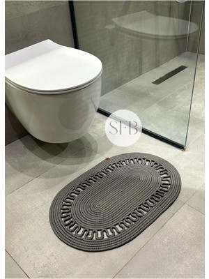 Empressco Şık Gri Klozet Önü Paspası 40X60CM, Banyo Dekoru, Vintage ve Bohem Tarz, Hafif ve Rahat