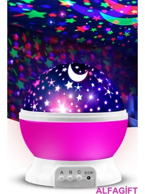 Empressco Ay ve Yıldızlı Gökyüzü Yansıtmalı Dönen Gece Lambası, Bebek ve Çocuk Odası Için