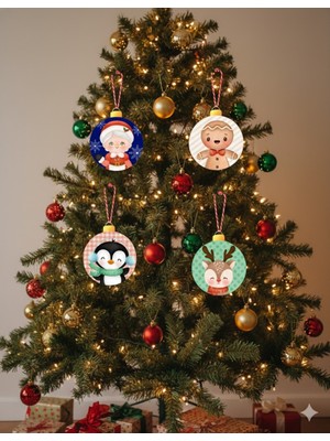 Empressco Renkli Yılbaşı Ağacı Süsü, Kırmızı Beyaz Ipli, 6 Adet, Şık ve Canlı Dekorasyon