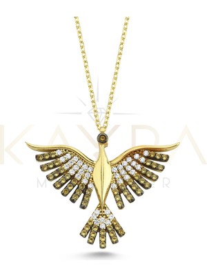 Kayra Mücevher Sarı Taşlı Anka Kuşu Altın Kolye AK93