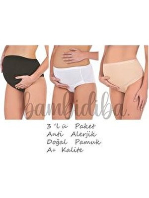 Bambidiba 3'lü Karma Paket, A+ Kalite, Anti Alerjik, Doğal Pamuk Hamile, Toparlayıcı, Lohusa Külot