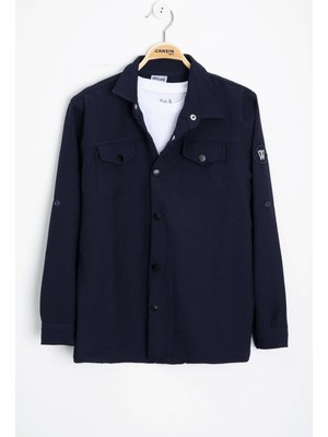 Cansın Mini Lacivert Erkek Çocuk Jogger Gömlekli Tişörtlü 2li Takım 20403