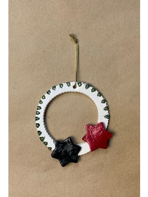 Empressco El Yapımı Renkli Seramik Yıldızlı Yılbaşı Ağacı Süsü, Duvar Dekoru 10X10 cm